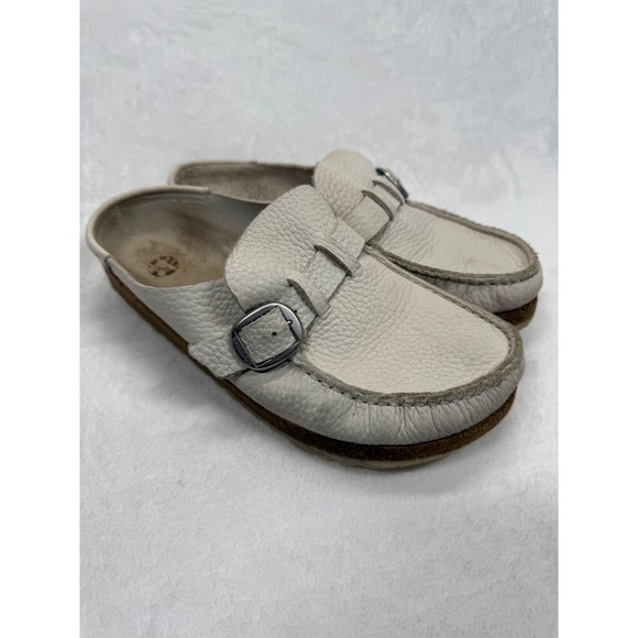 Birkenstock Leather Clogs‎ Mules Buckle Slides Neutral Size 40 US 9